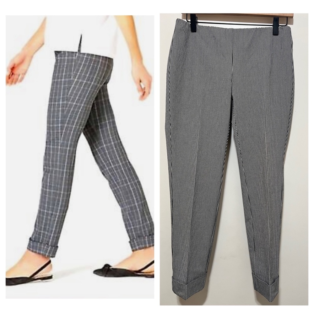 J. Jill Premium Bi-Stretch Plaid Cuffed Pull On Pants Womens Size 4